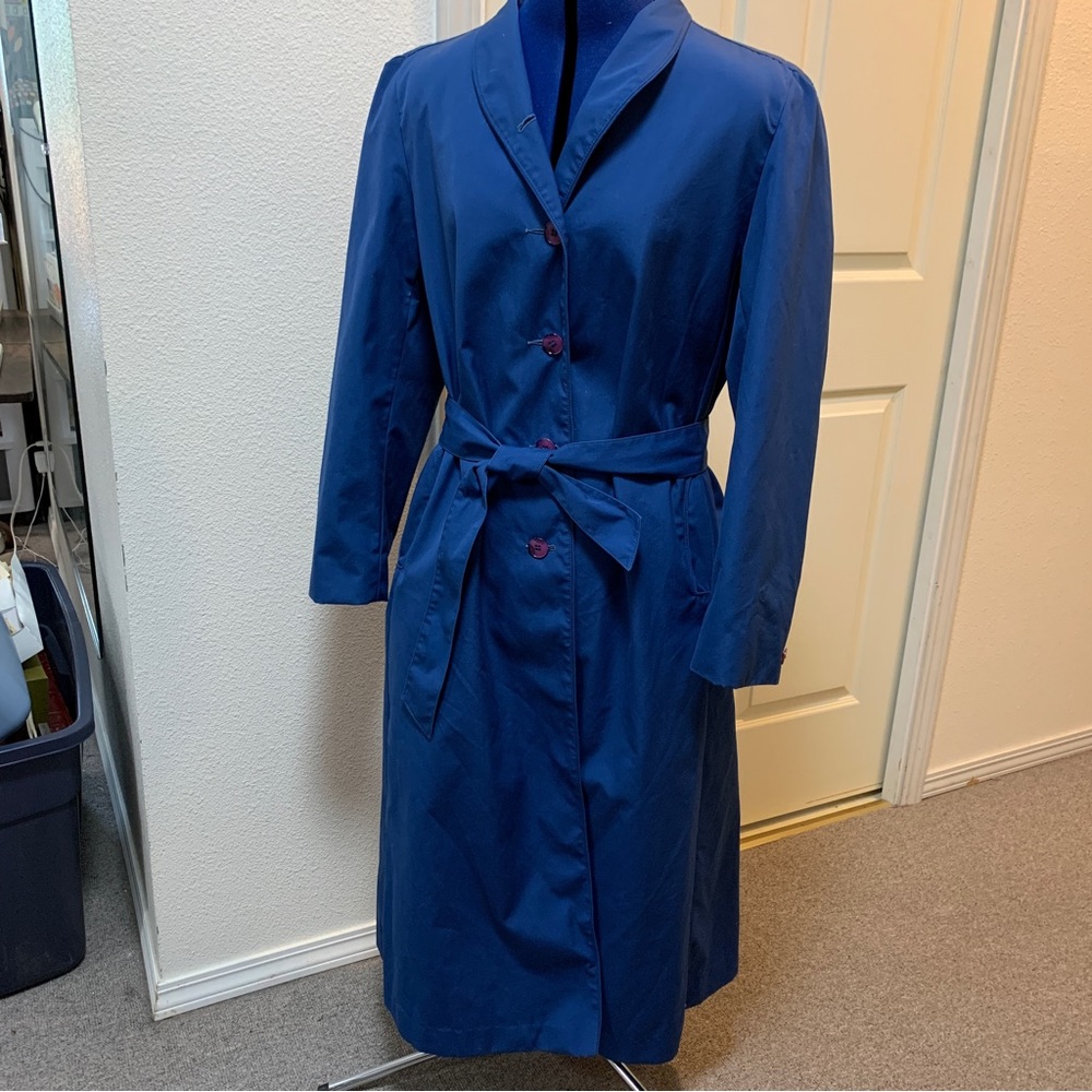 Vintage Nordstrom Square coat, size 14, blue, tie at waist and side pickets